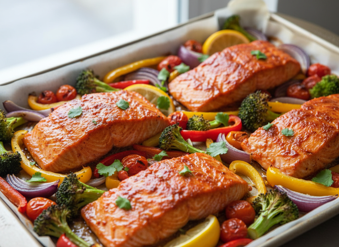 Honey Harissa Sheet Pan Salmon